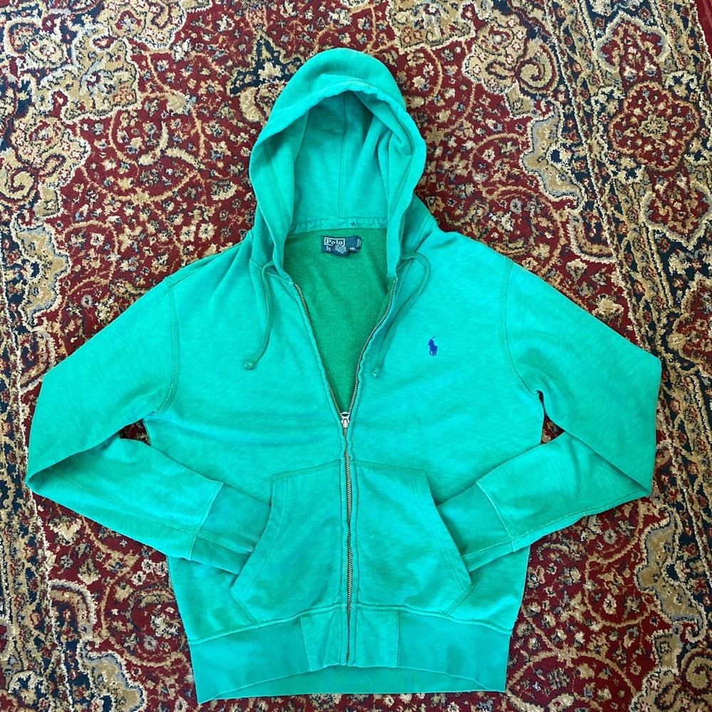 Vintage Green Polo Ralph Lauren zip up hoodie
Size: S